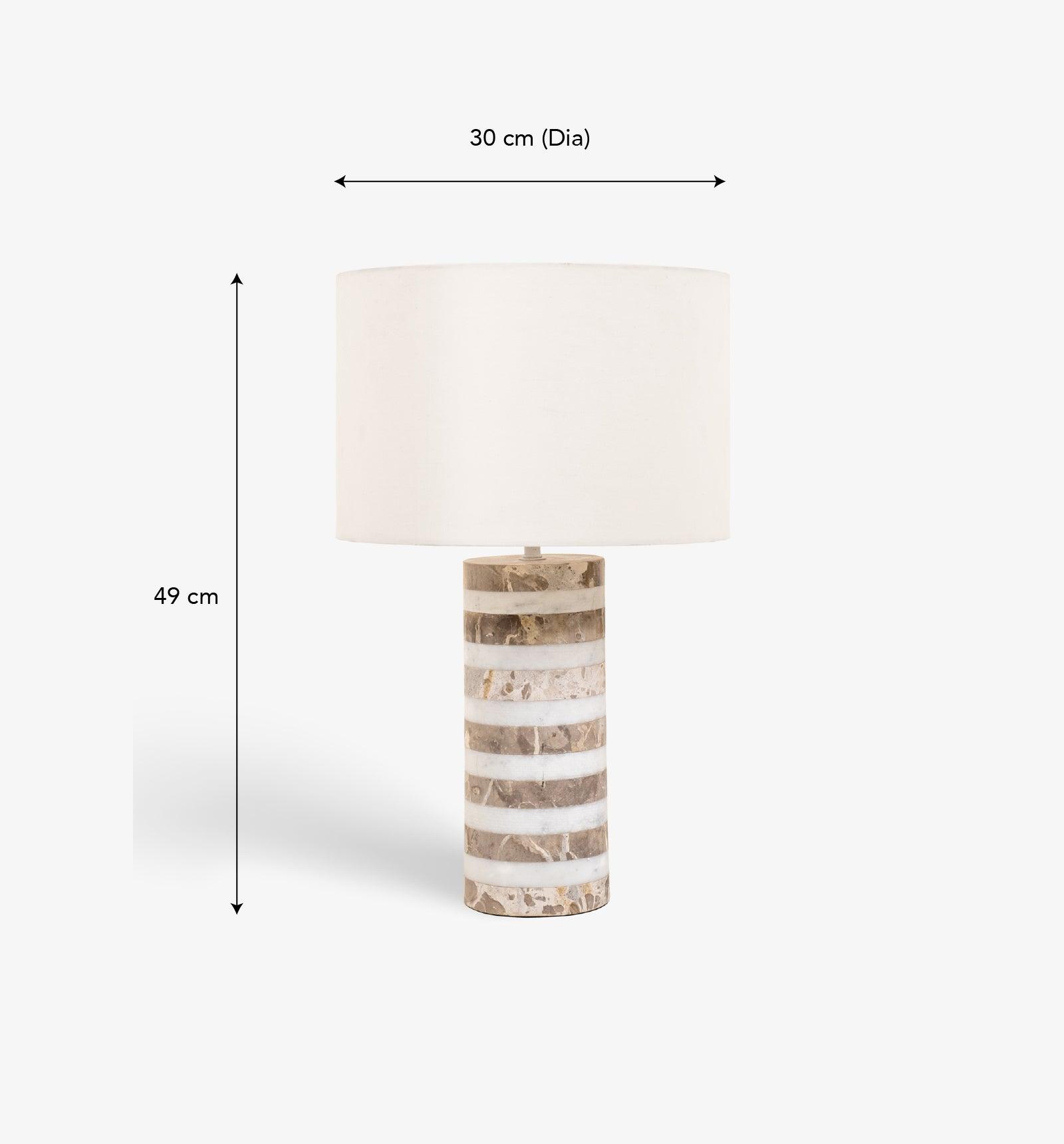 Marbella cyclinder Table Lamp | Marble, mild steel and cotton fabric shade