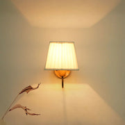 Gooseneck Brass Swivel Wall Sconce with White Pleated Square Fabric Shade