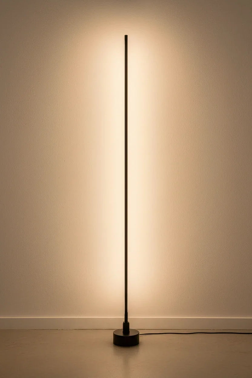 Modern Black LED Corner Floor Lamp with 60-Inch Sleek Pipe