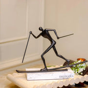 The Skiing Man Decorative Sculpture | Luxury Marble Statement Art | Showpiece Home Decor Item