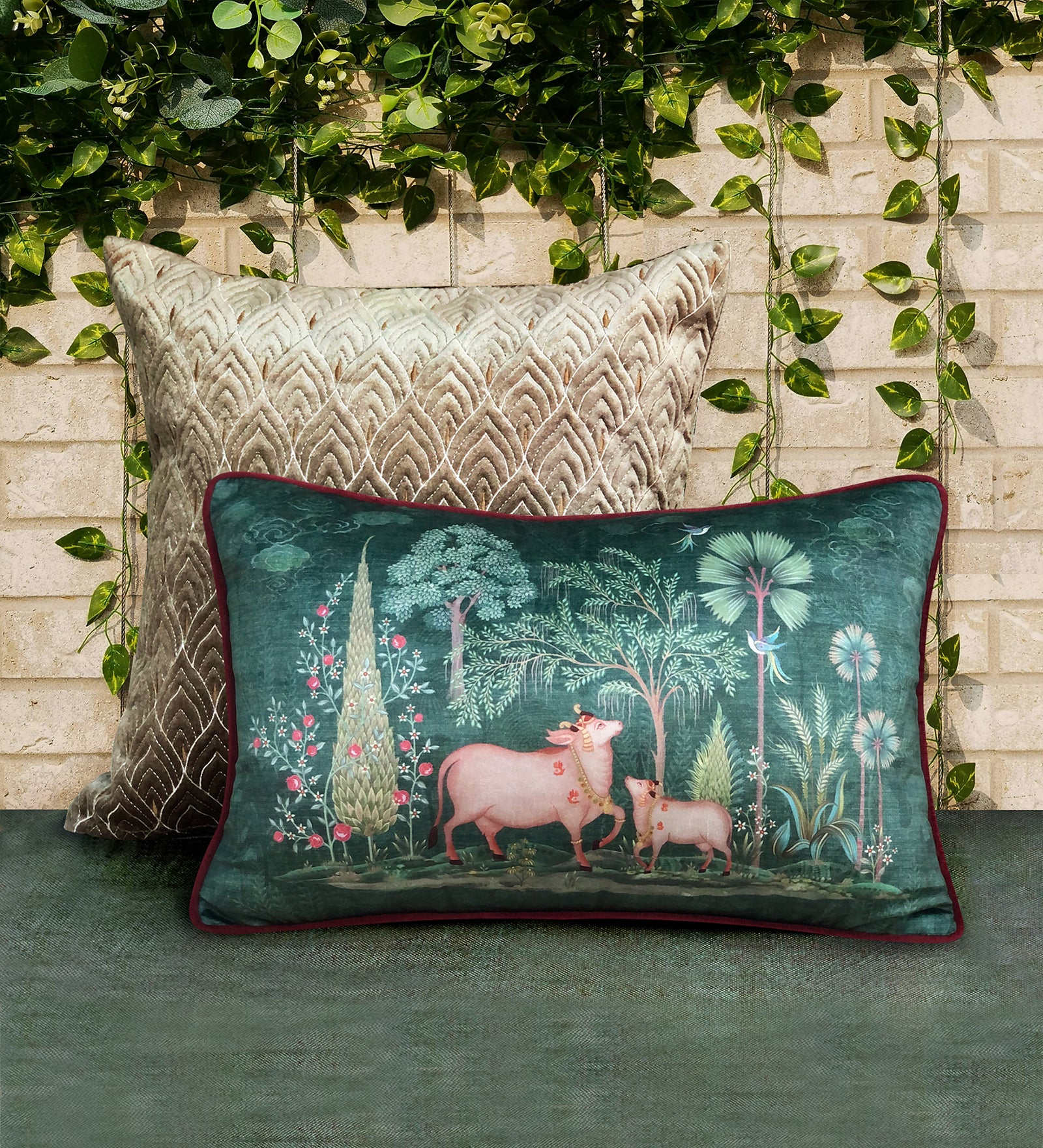 Preetier Pichwai Slim Cushion Cover – Pillow Sham, 12 x 18