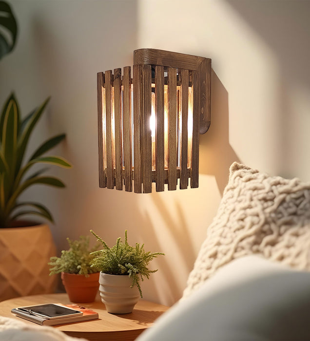 Elegant Brown Wooden Wall Light & Wall Lamp for Bedroom