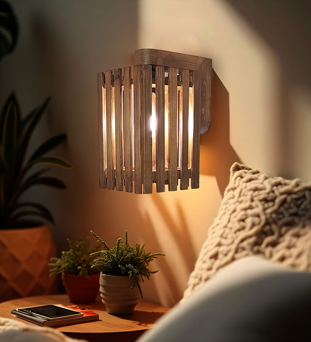 Elegant Brown Wooden Wall Light & Wall Lamp for Bedroom