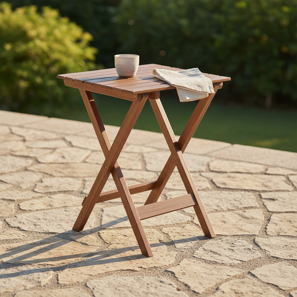 Latt Folding Table | Sheesham Wood Portable Side Table | Patio Table