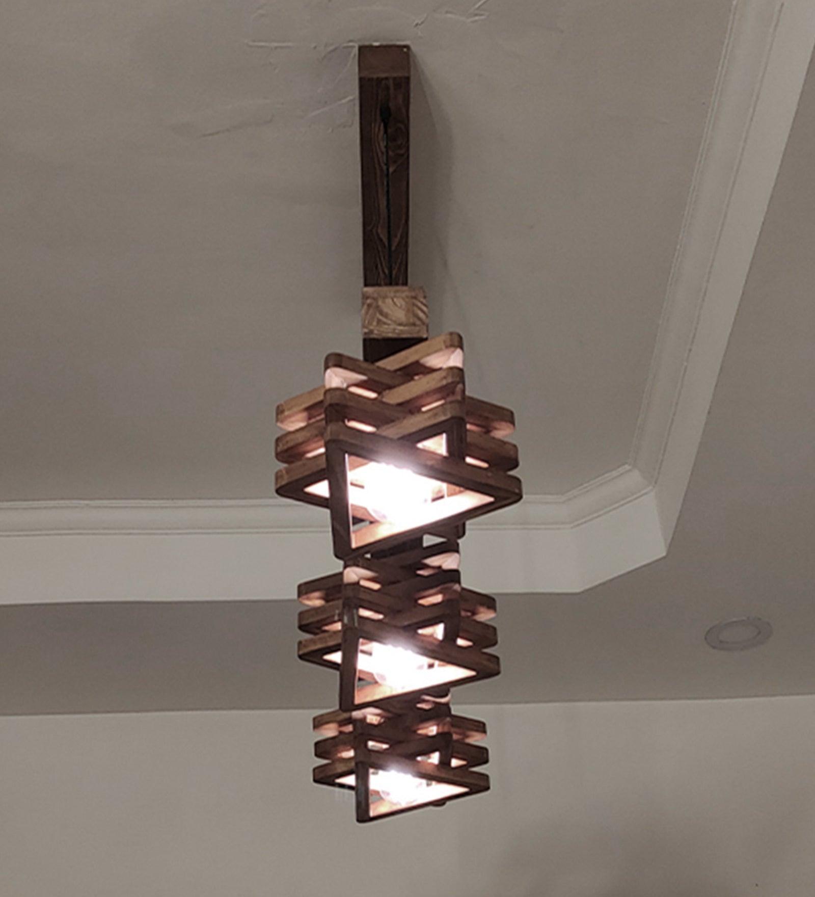 Star Brown Wooden 3 Series Hanging Lamp