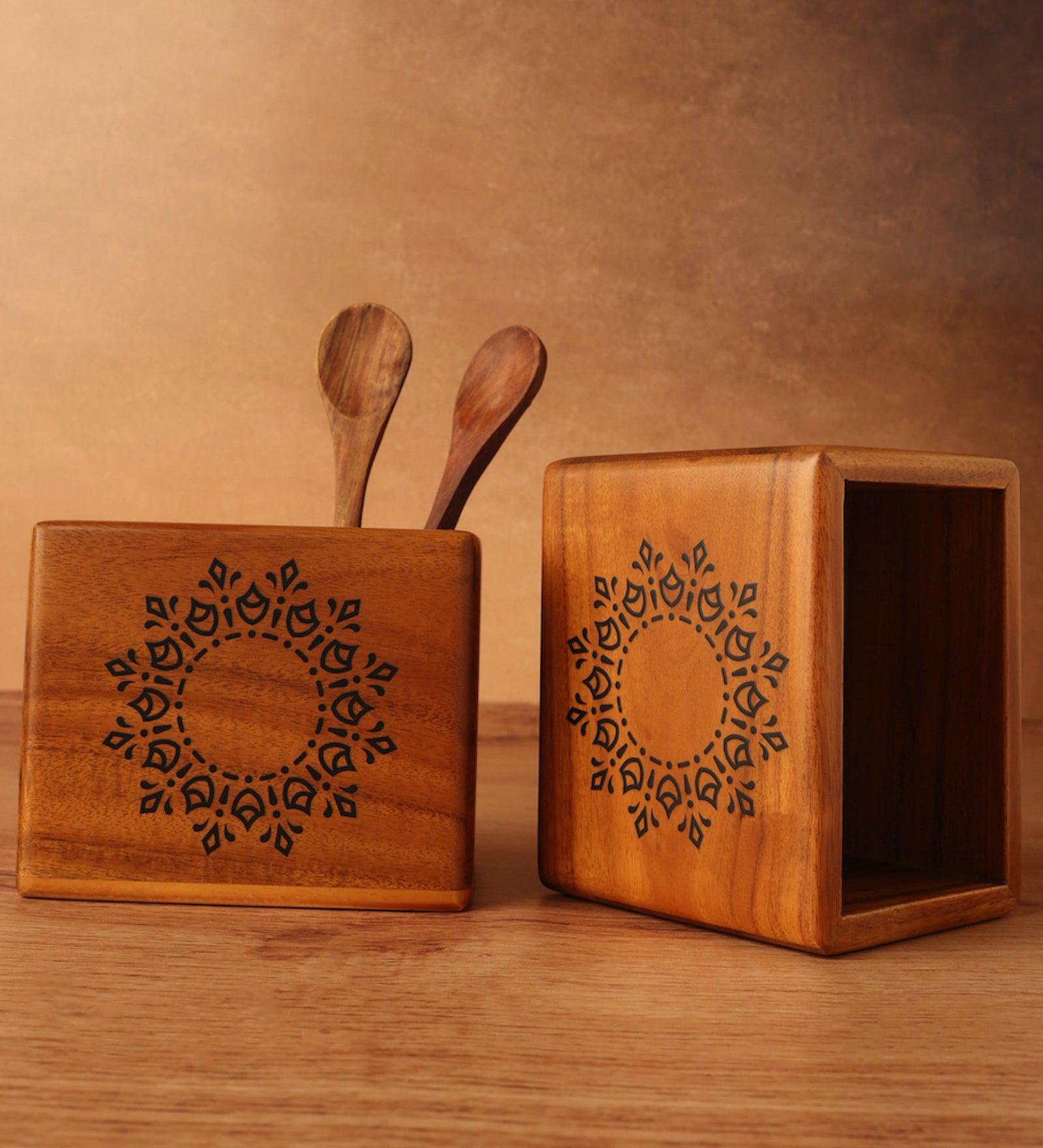 Compact Spoon Holder Teak Windmill