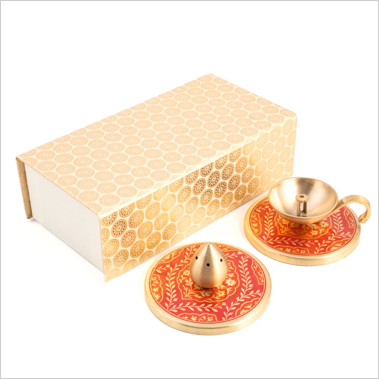 Gift Box: Omkar Diya+Incense Holder