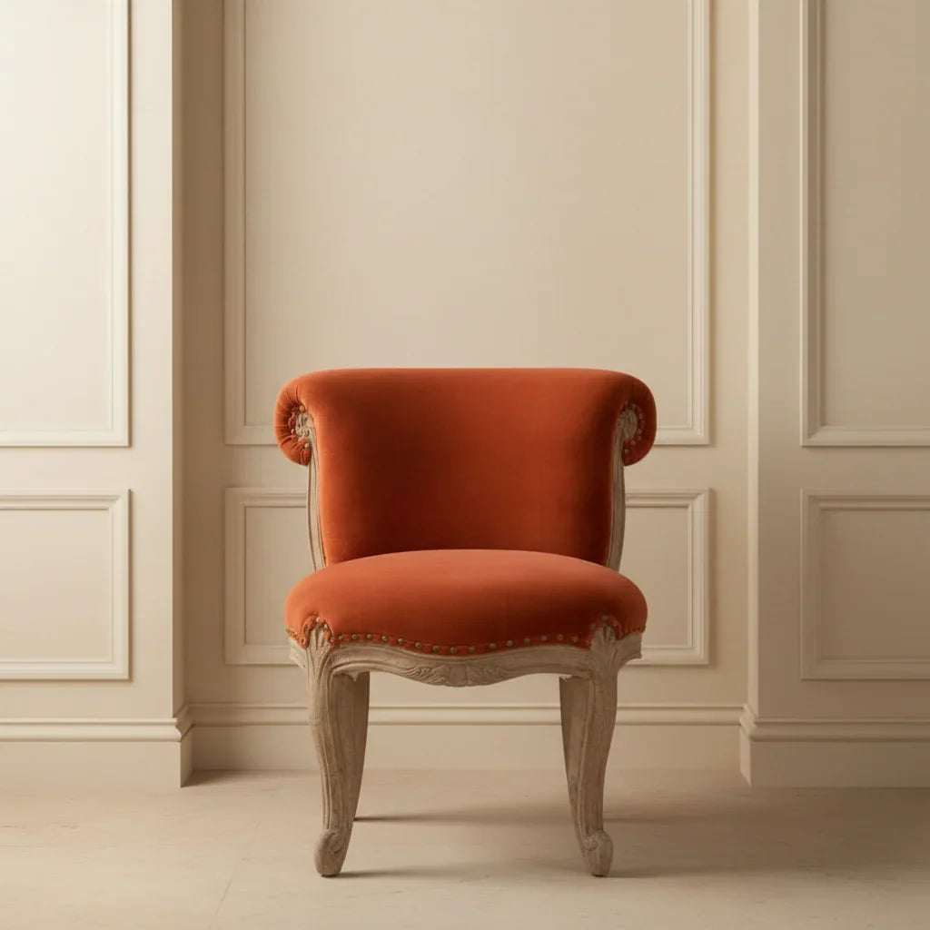 Copy of Velvet Accent Chair | Mango Wood Chair with Studded Design | Accent Chair for Living Room