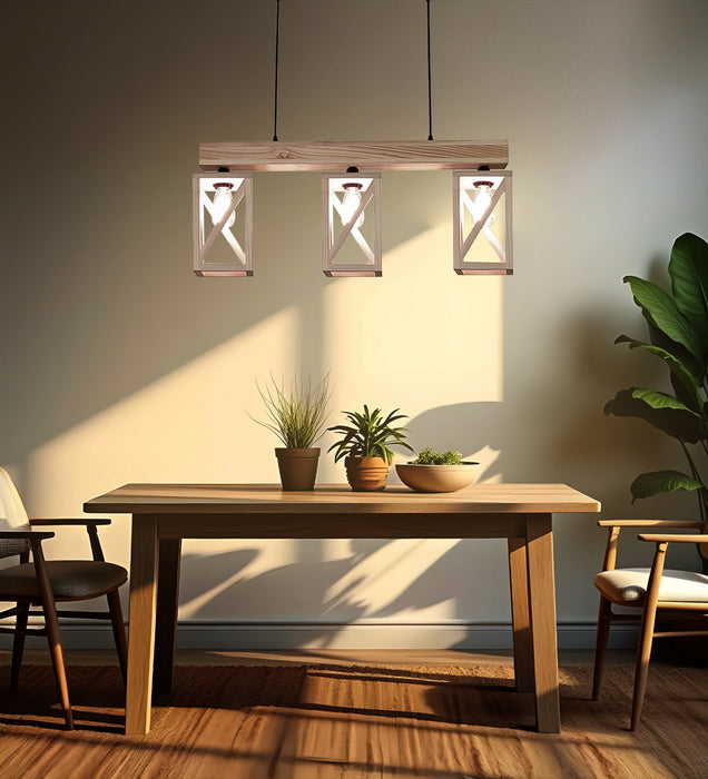 Symmetric Wooden 3 Series Hanging Lamp