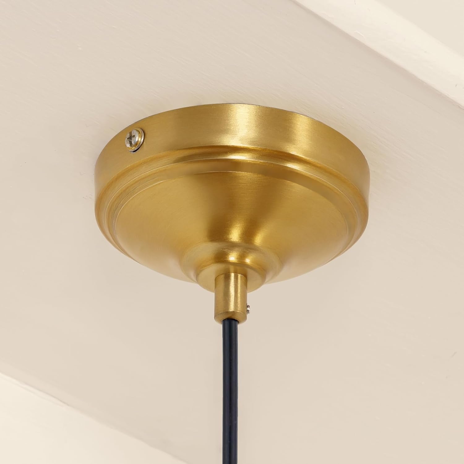 Grooved Transparent Glass Hanging Pendant Light with Antique Brass Finish for Living Room, Bedroom, Kitchen, Dining