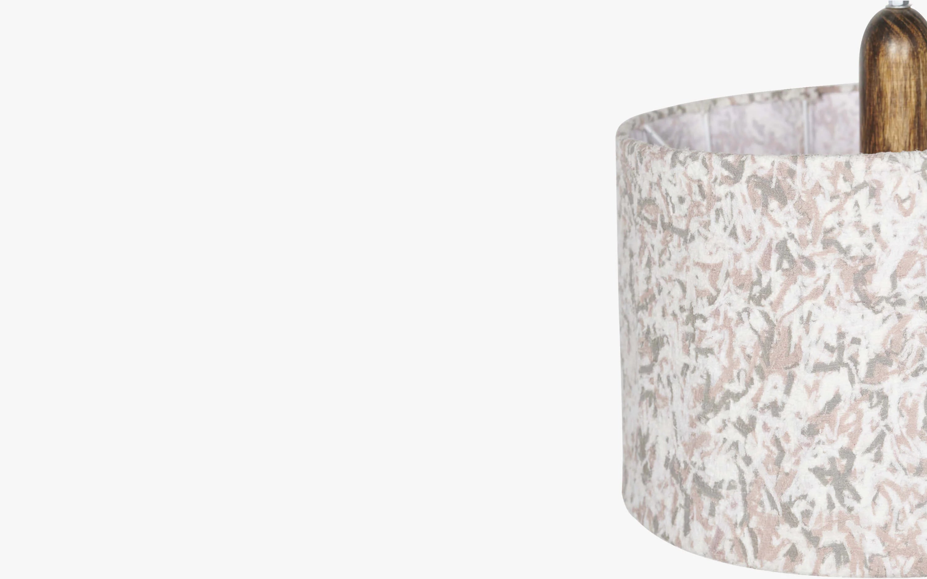 Flake Upcycled Fabric Hanging Lamp with Mango Wood | Sustainable Beige Pendant Light