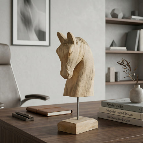 Stella Carved Wooden Horse Bust