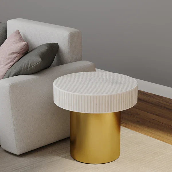 Inlay Round Side Table - Waterfall