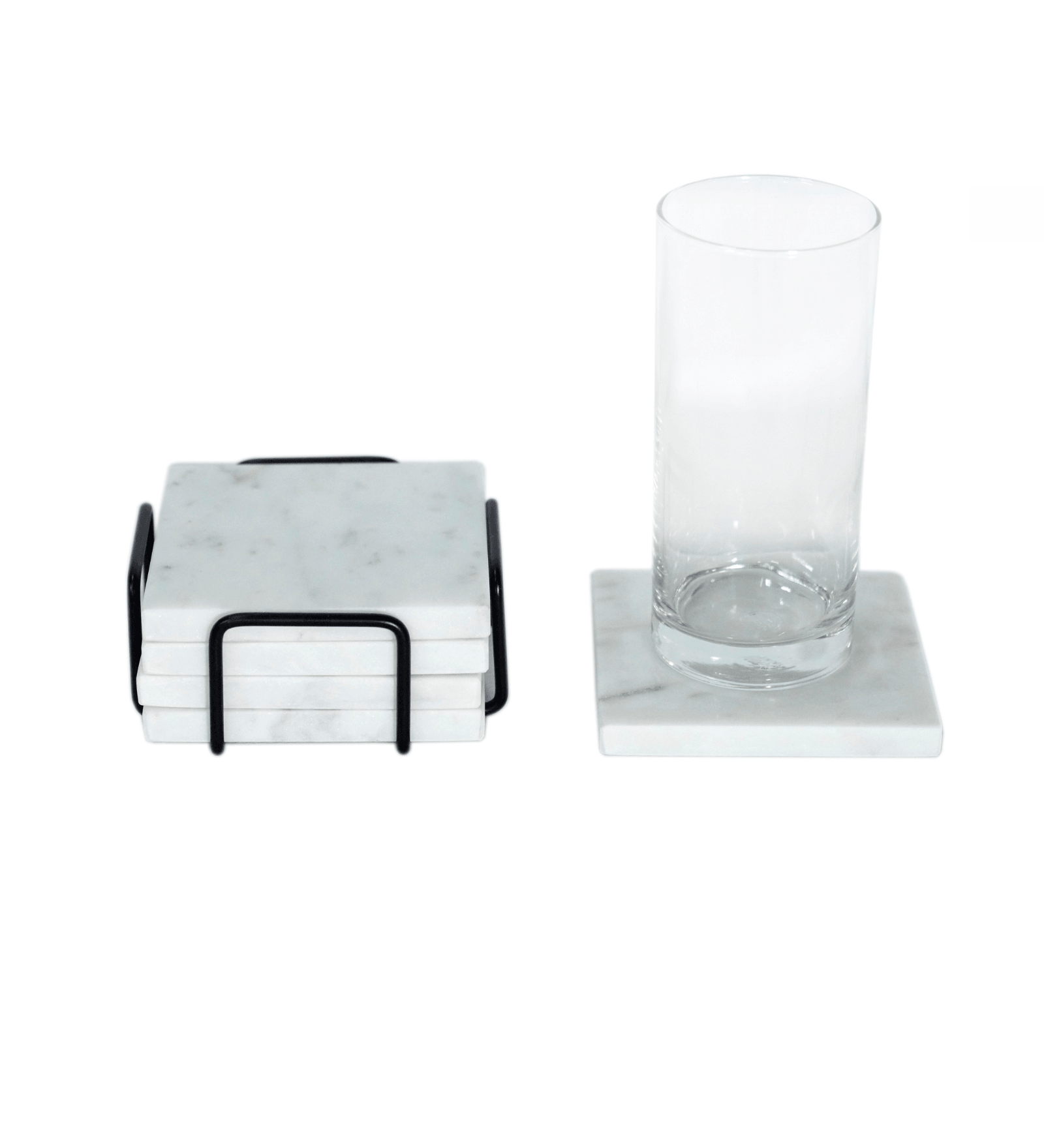 White Marble Tea/Coffee/Cocktail Coaster Set of 4 pcs, Table Decorative Cocktail Coaster (Square) Heat-Resistant Coasters for Hot & Cold Beverages