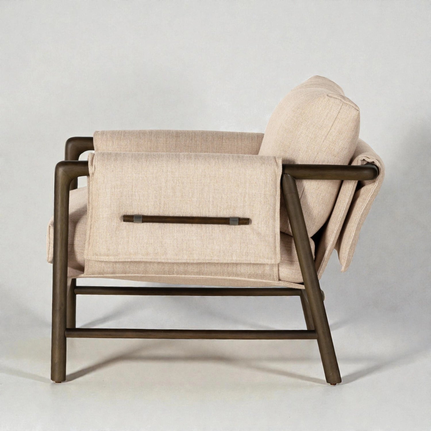 Delta Solid Teak Wood & Fabric Upholstery Armchair