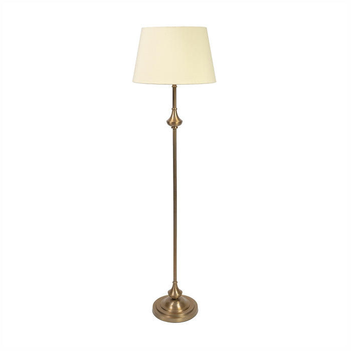 Royal Brass Antique Gold Finish Floor Lamp Standing 5ft Height with Cream Lampshade 16 inches