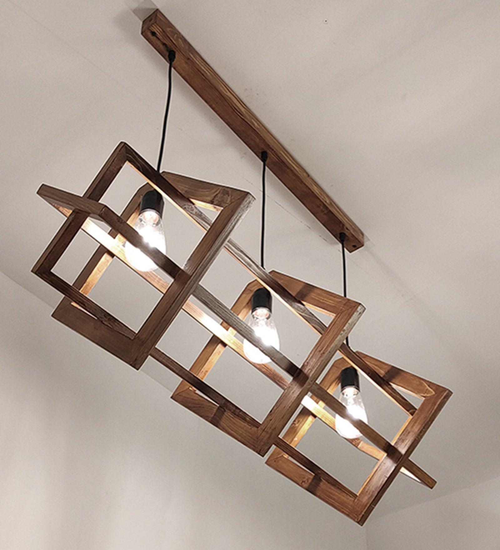 Paragon Brown Wooden 3 Series Hanging Lamp