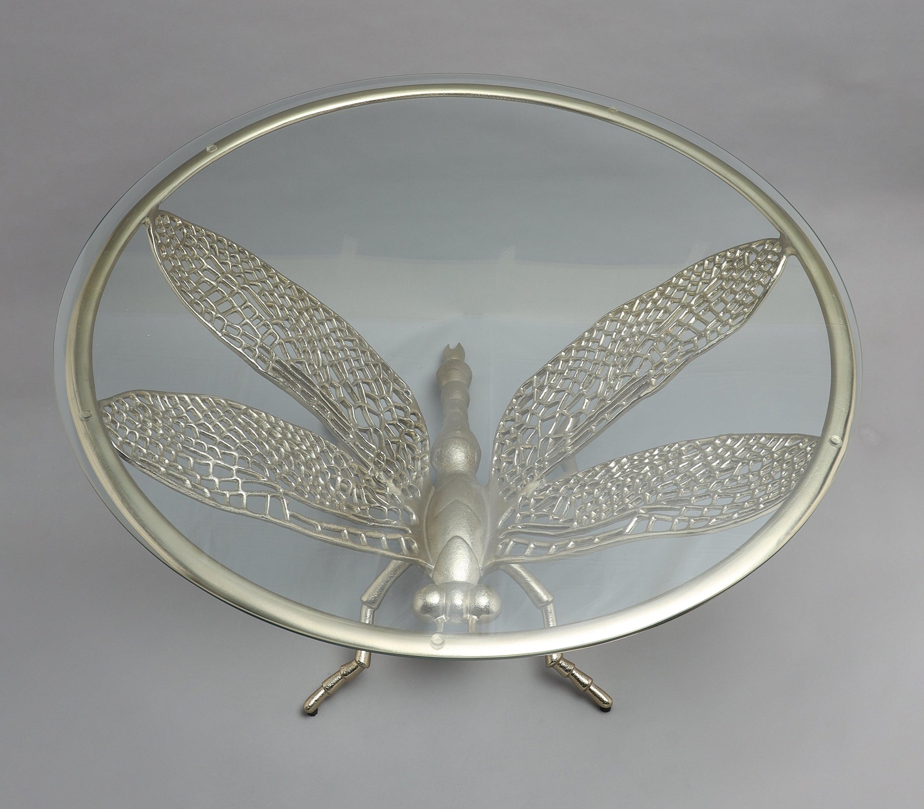 Dragonfly Delight Coffee Table | Designer Glass Center Table for Living Room | Luxurious Tea Table