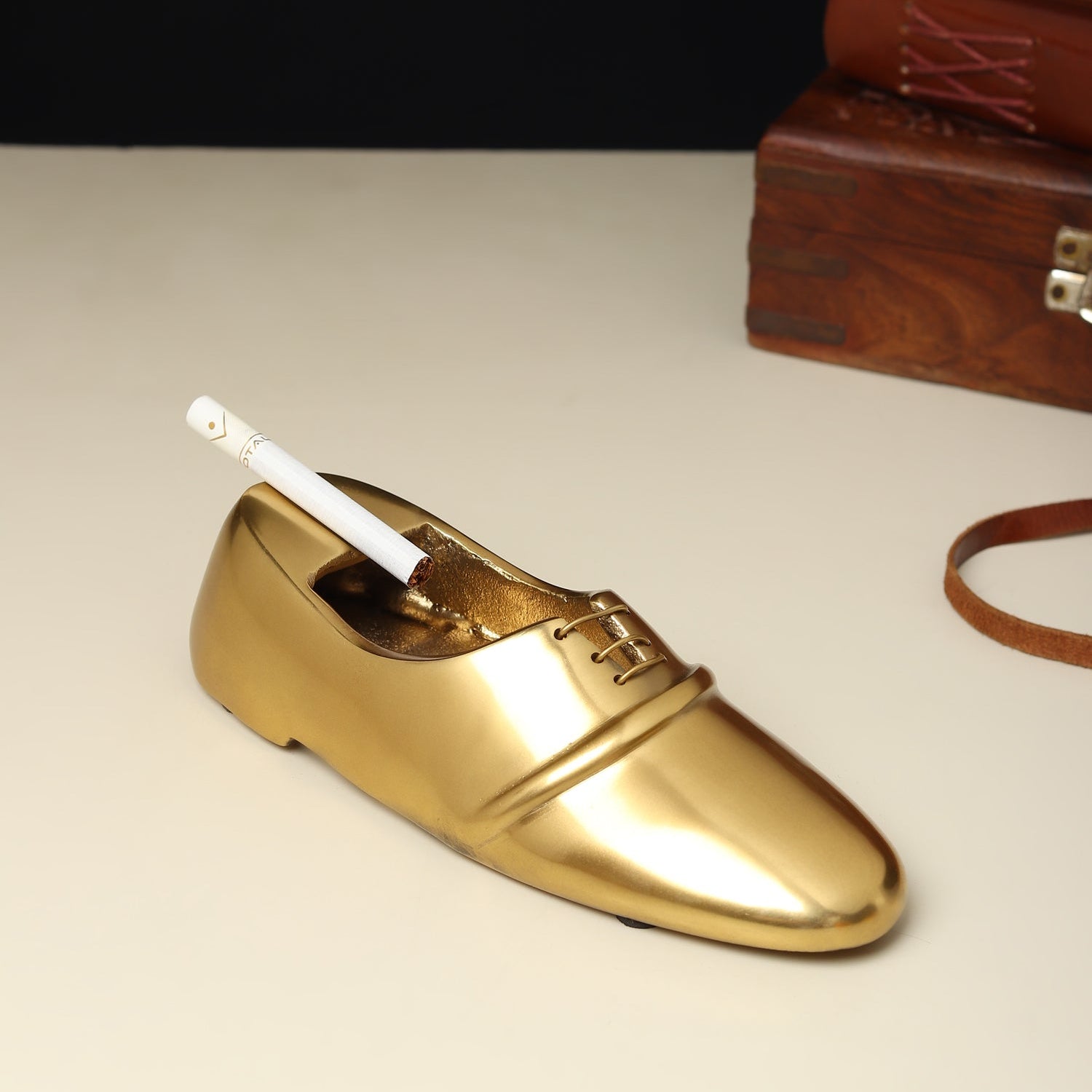 Sole Aluminium Ashtray | Gold Decorative Ashtray & Tabletop Accent for Modern Home Décor