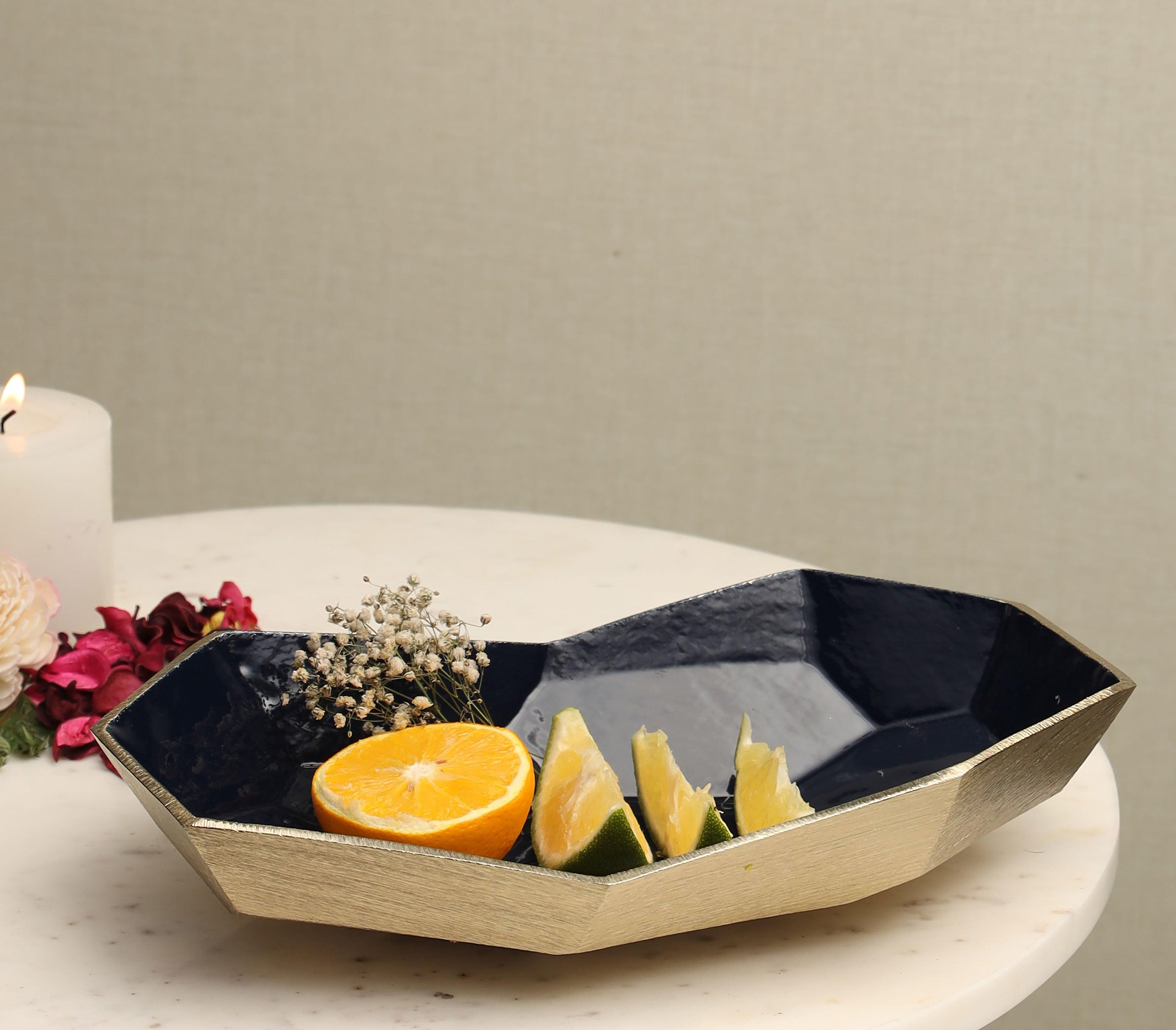 Aberrant Platter | Brushed Gold Finished and Blue Enamelled