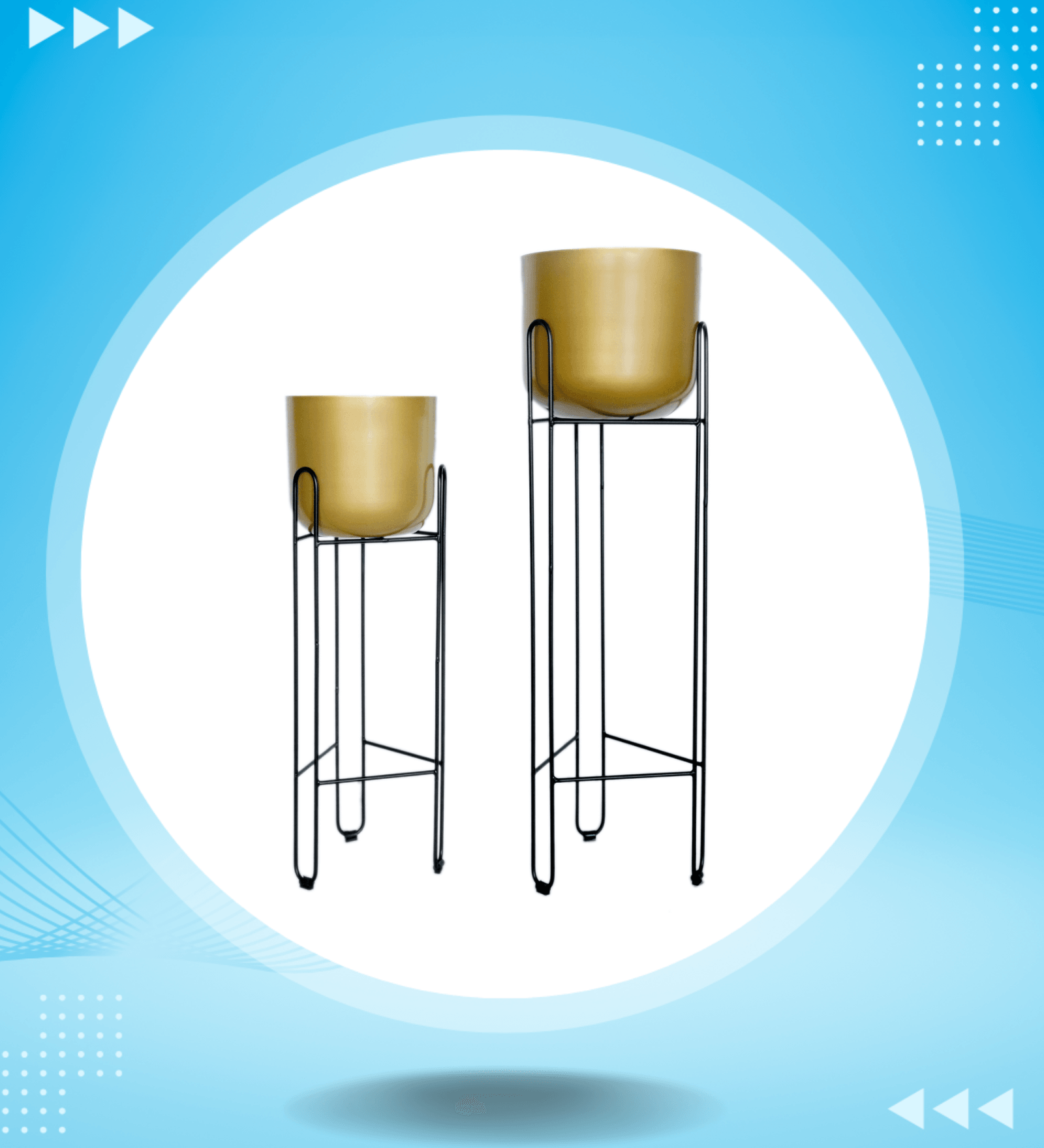 Gold Metal Floor Planters with Stands Planters for Living Room, Bedroom Pack of 2