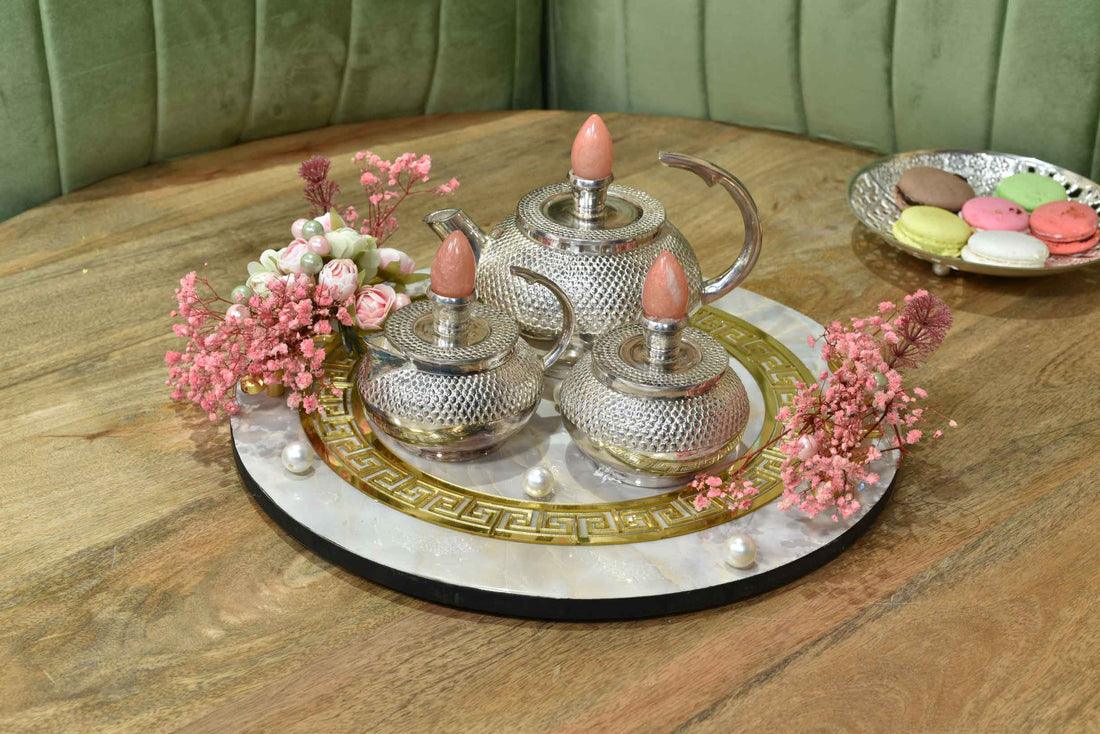 3 piece Tea set with Pink Precious knob