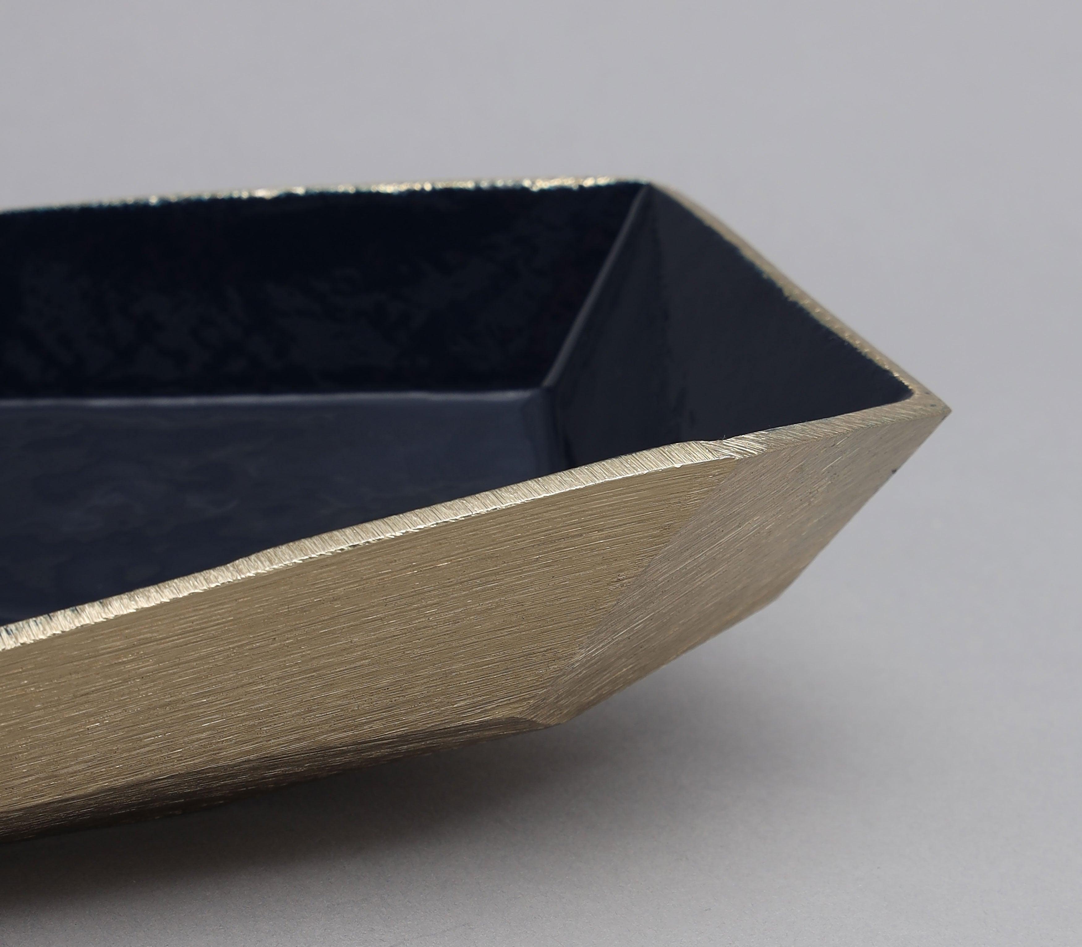 Aberrant Platter | Brushed Gold Finished and Blue Enamelled