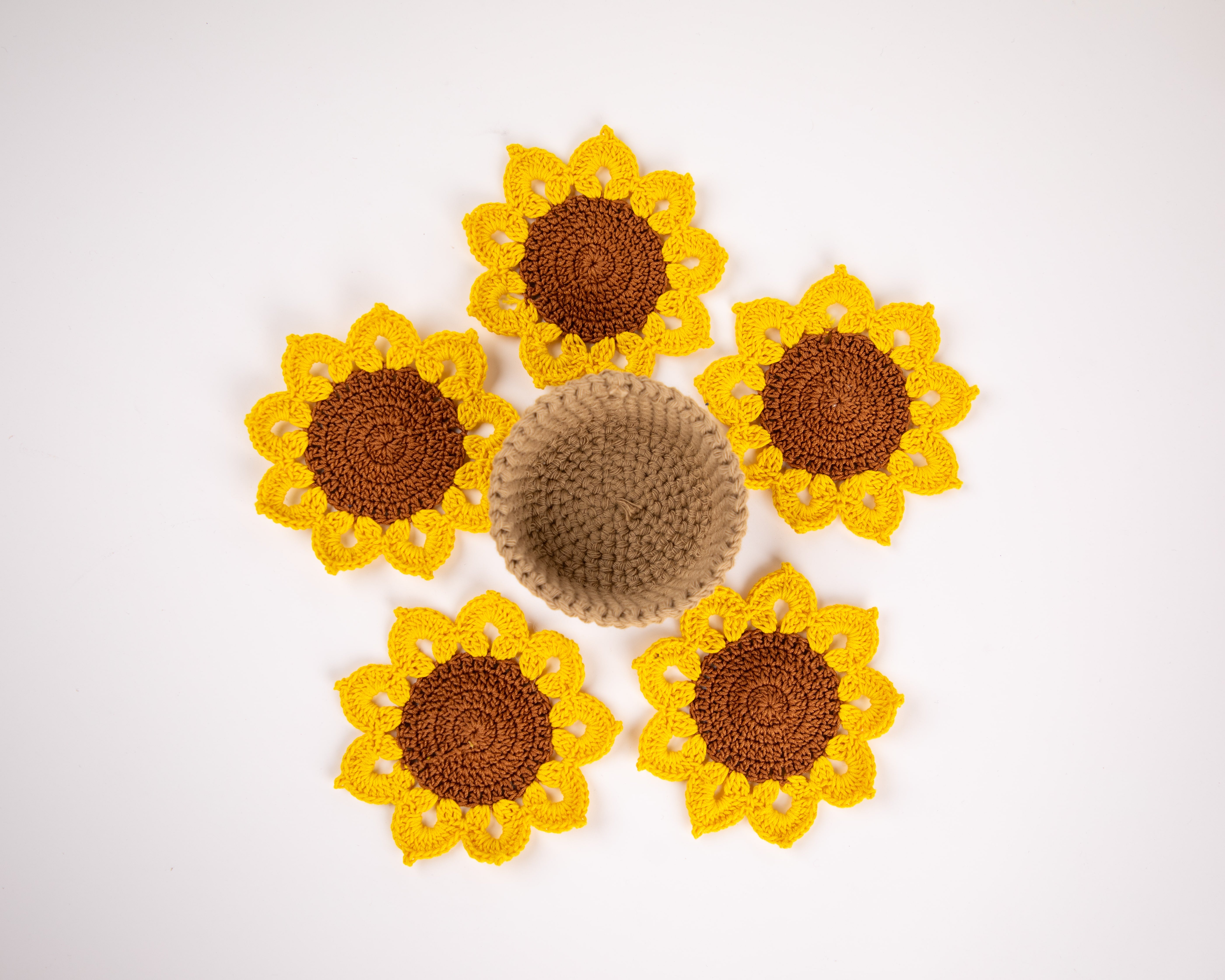 Crochet Sunflower Coasters
