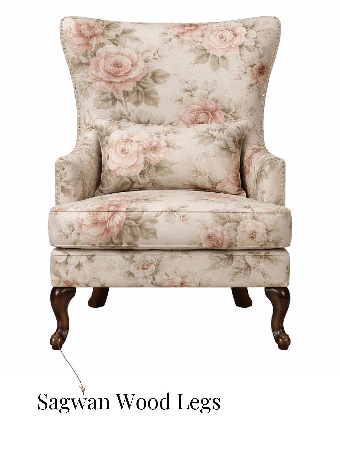 Zenlyx Premium Floral Wingback Accent Chair
