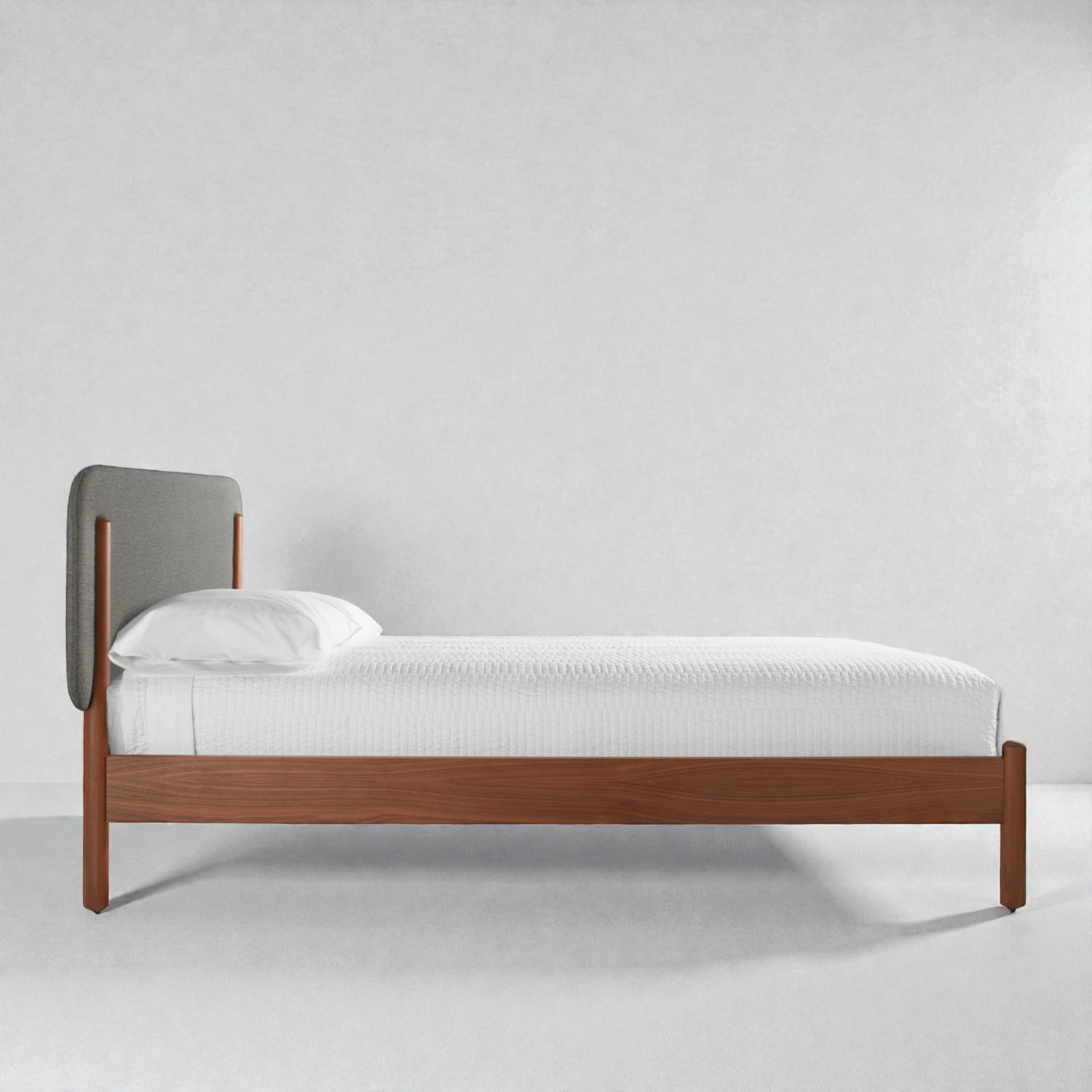 Daydream Solid Ash Wood And Headboard Upholstery King Size Bed