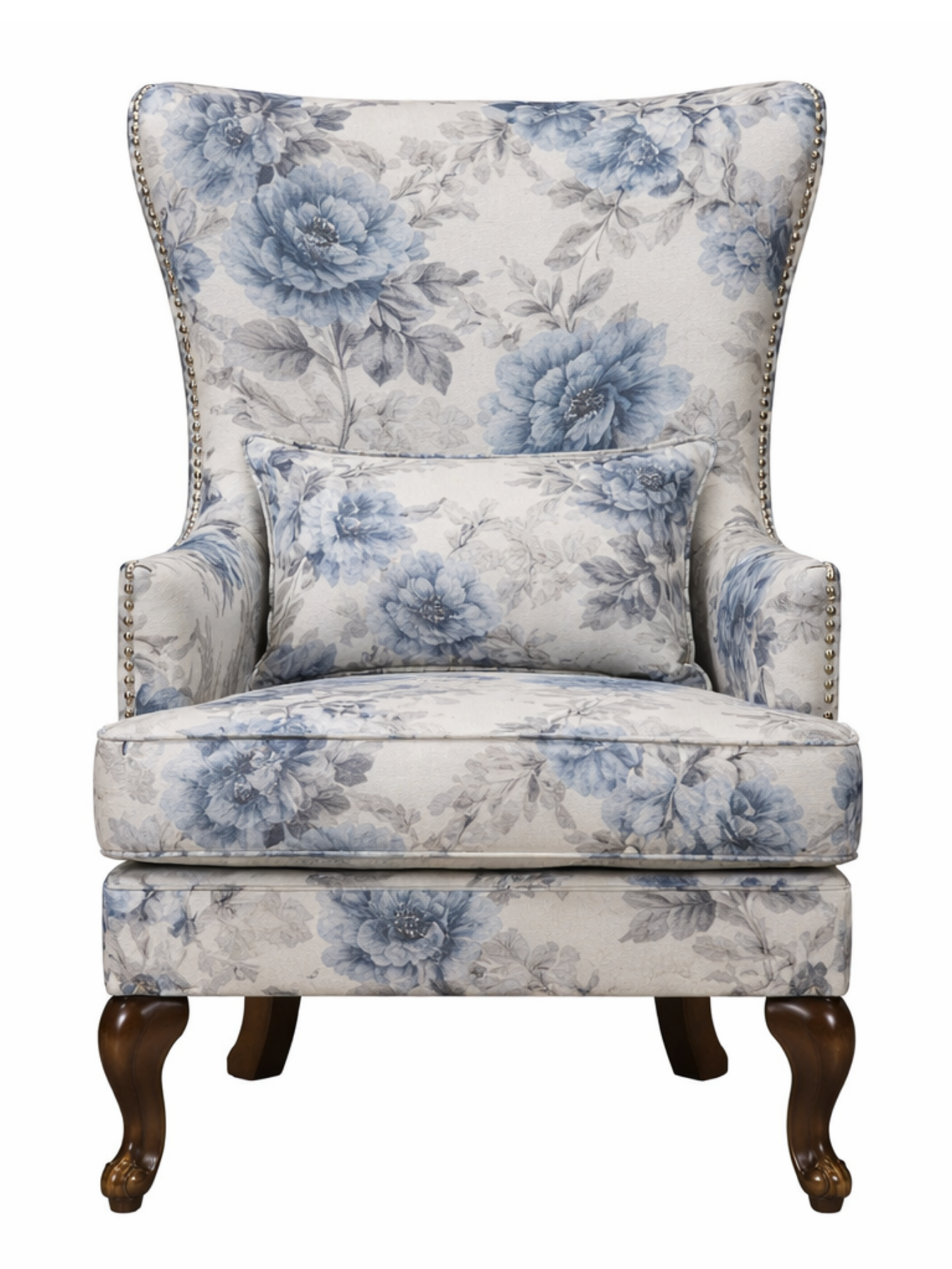 Floreva Wingback Accent Chair – Luxury Printed Fabric