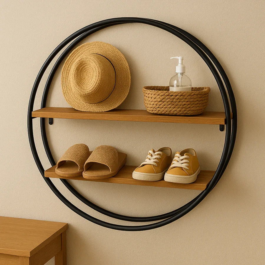 Home Creative Circular 2 Floors Wall Mounted Flower Pot Toy Cup Book Shelves