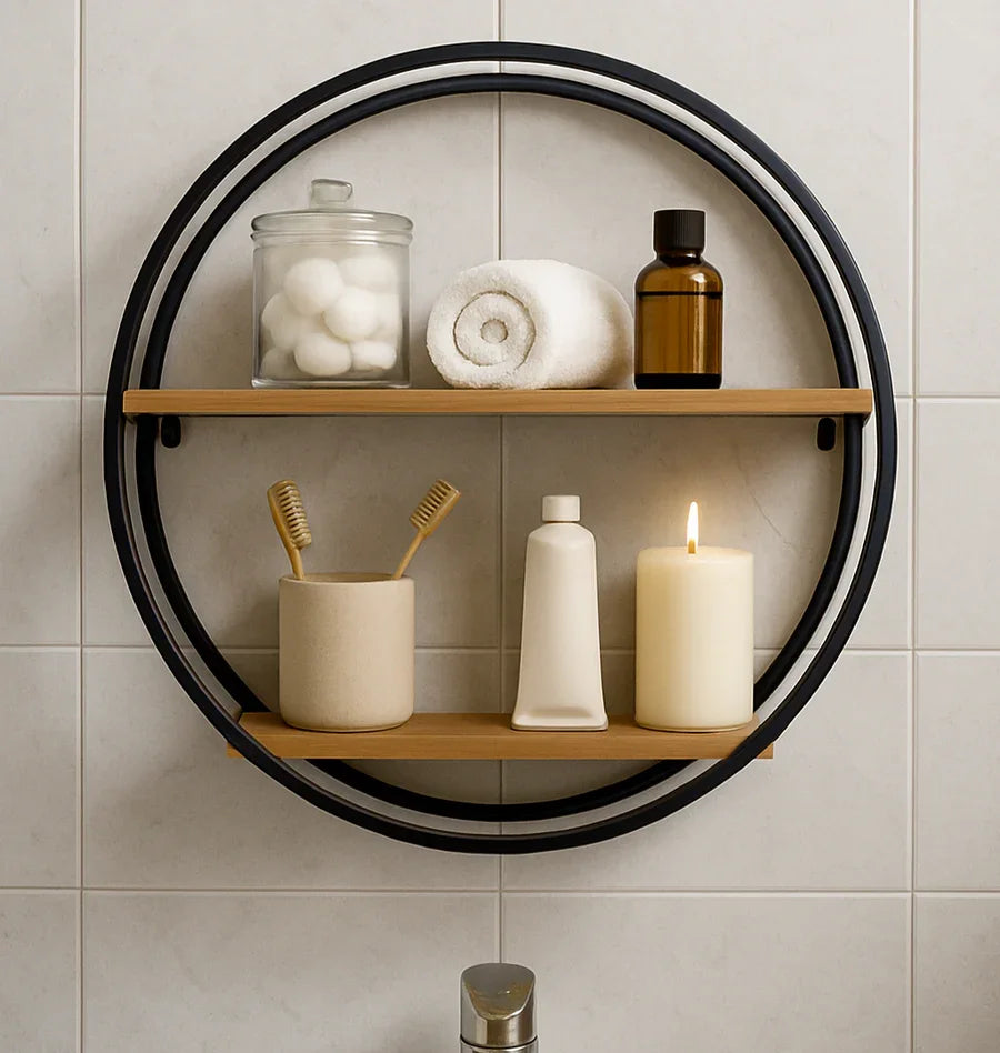 Home Creative Circular 2 Floors Wall Mounted Flower Pot Toy Cup Book Shelves