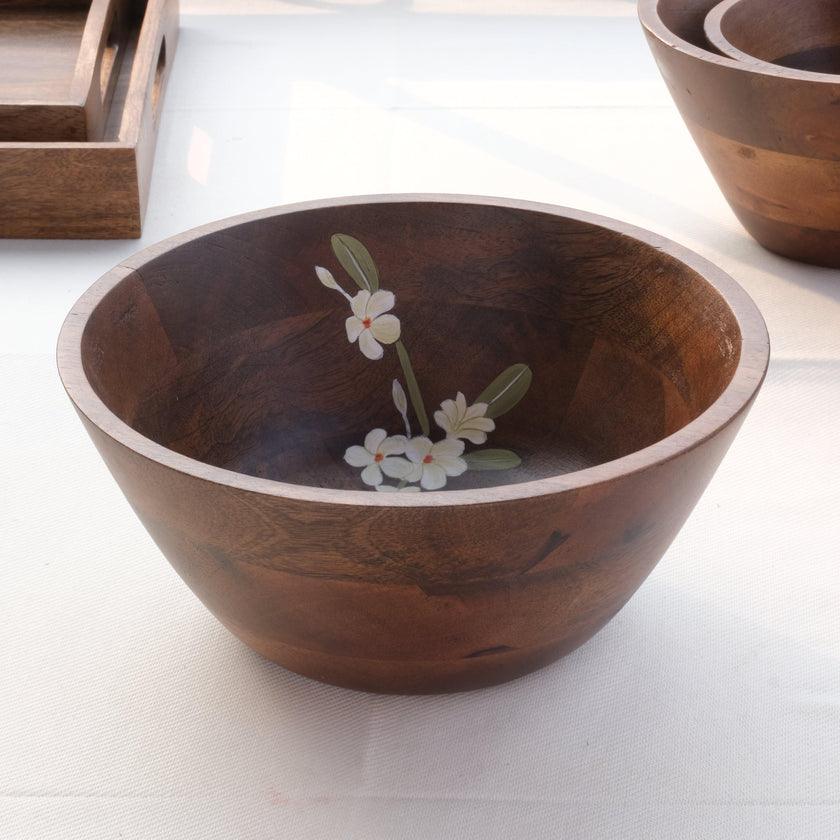 Bella Mango Wood Bowls - (Set of 3) without Spoon