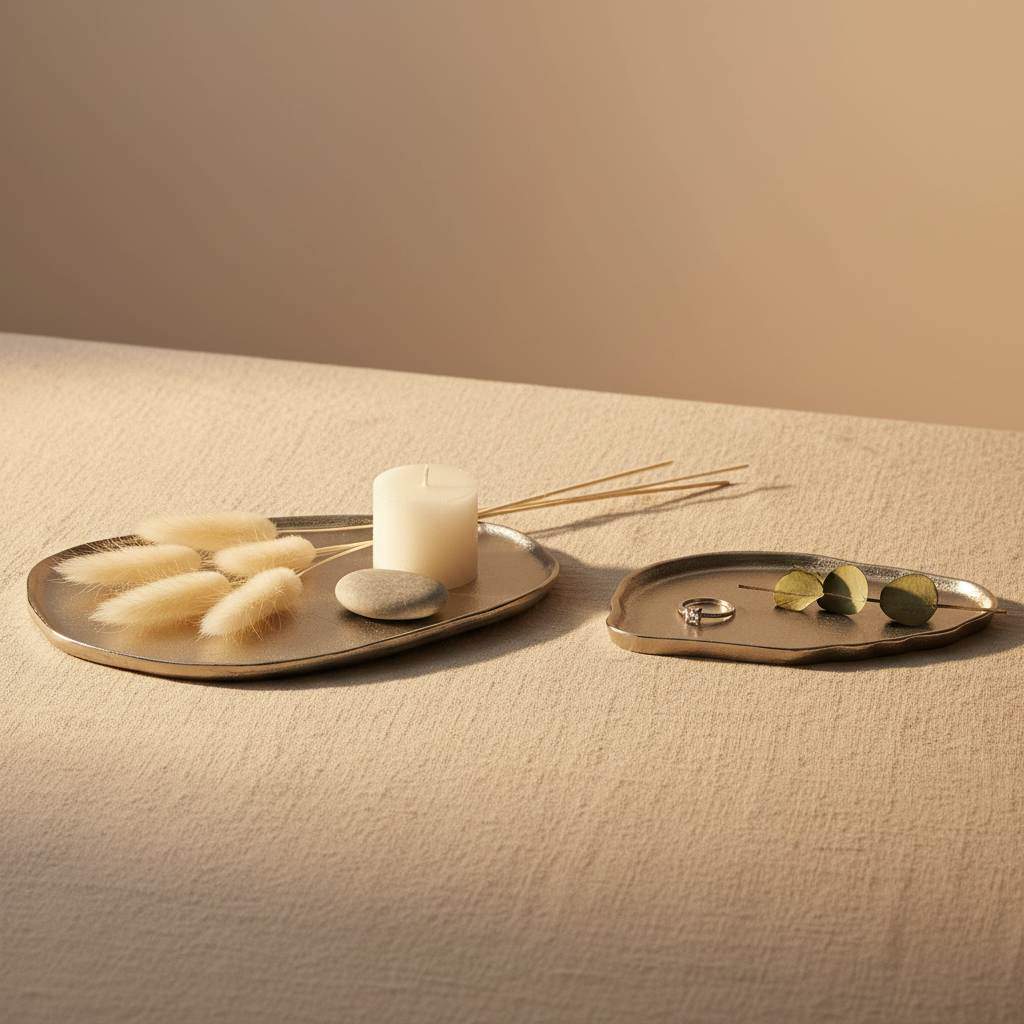 Belem Small Gold Luxurious Tray | Modern Aluminium Serving & Decorative Tray