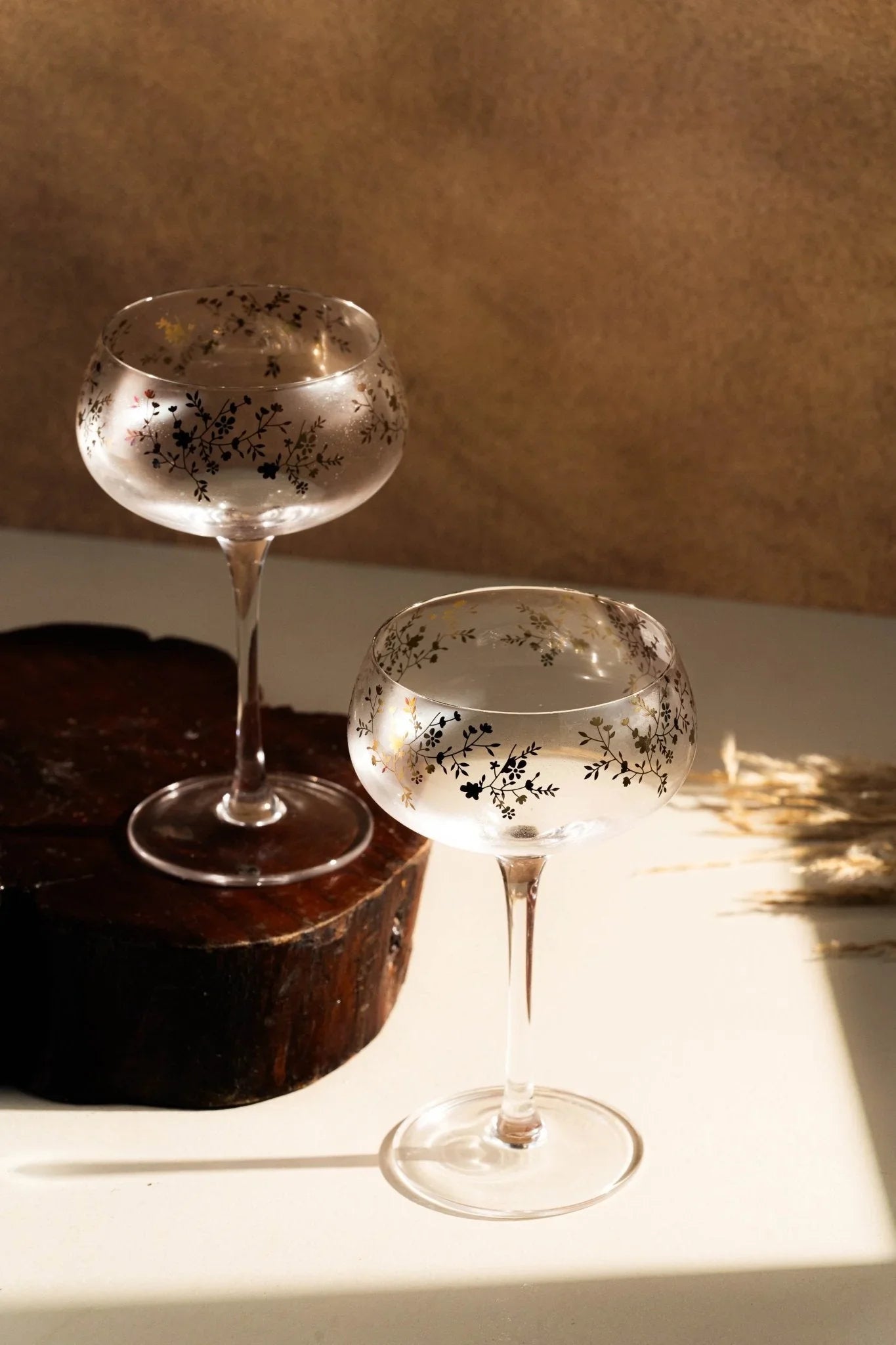 Golden Motif Martini Stem Glass Set of 6 - Premium Tableware