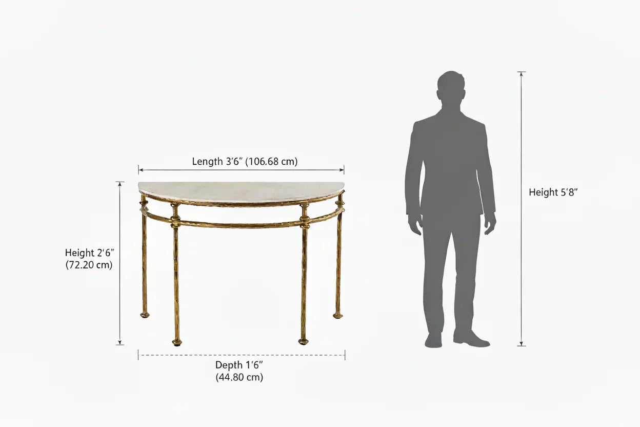 Jina Marble Console Table | Antique Brass Entryway Table for Living Room