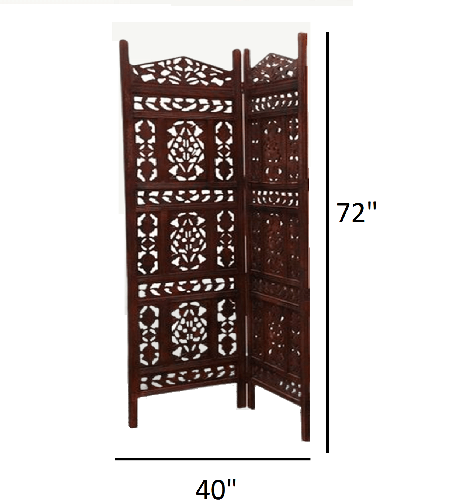 Two-Panel Mango Wood Room Divider with Jali MDF Artwork
