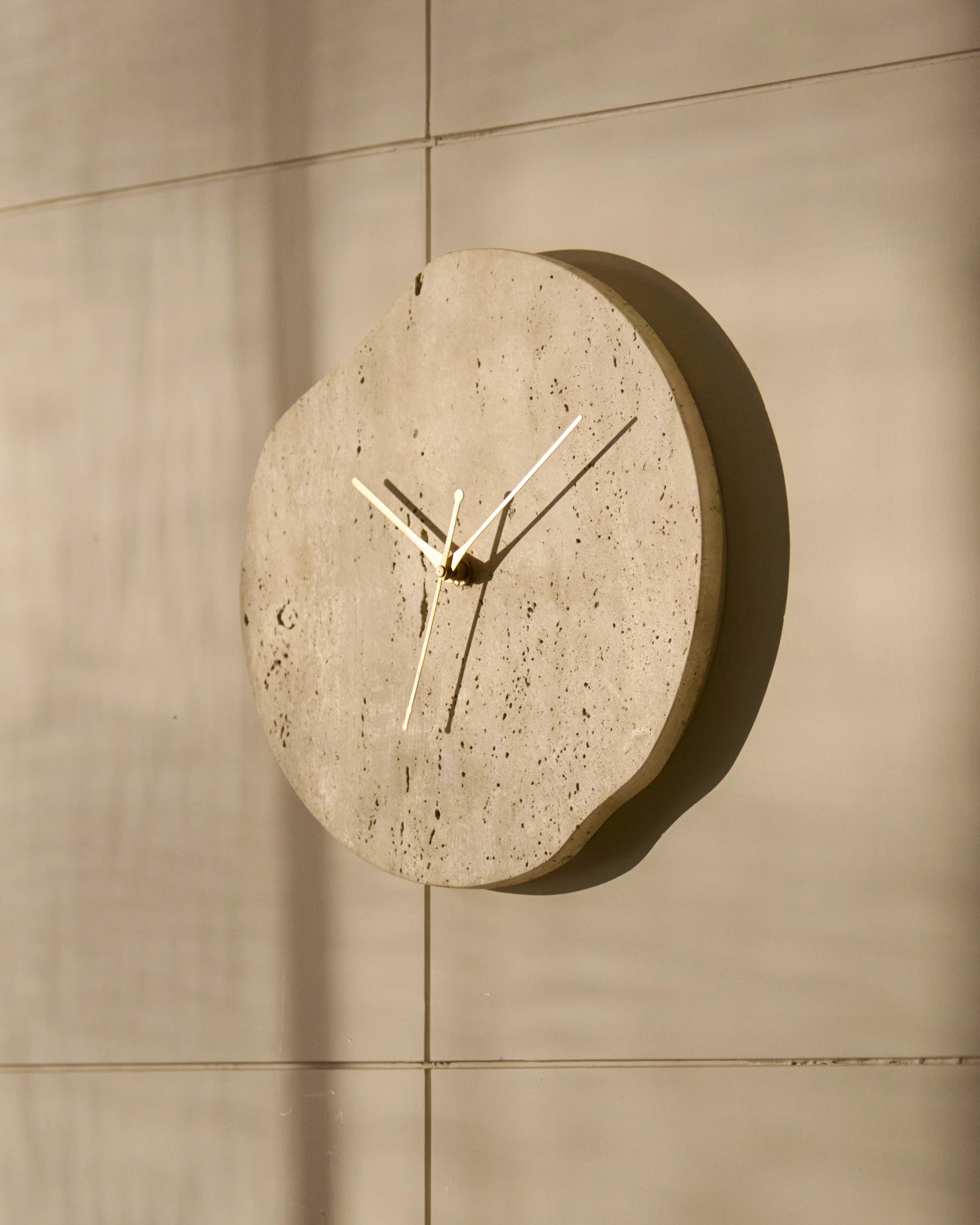 Tilt - Travertine Wall Clock