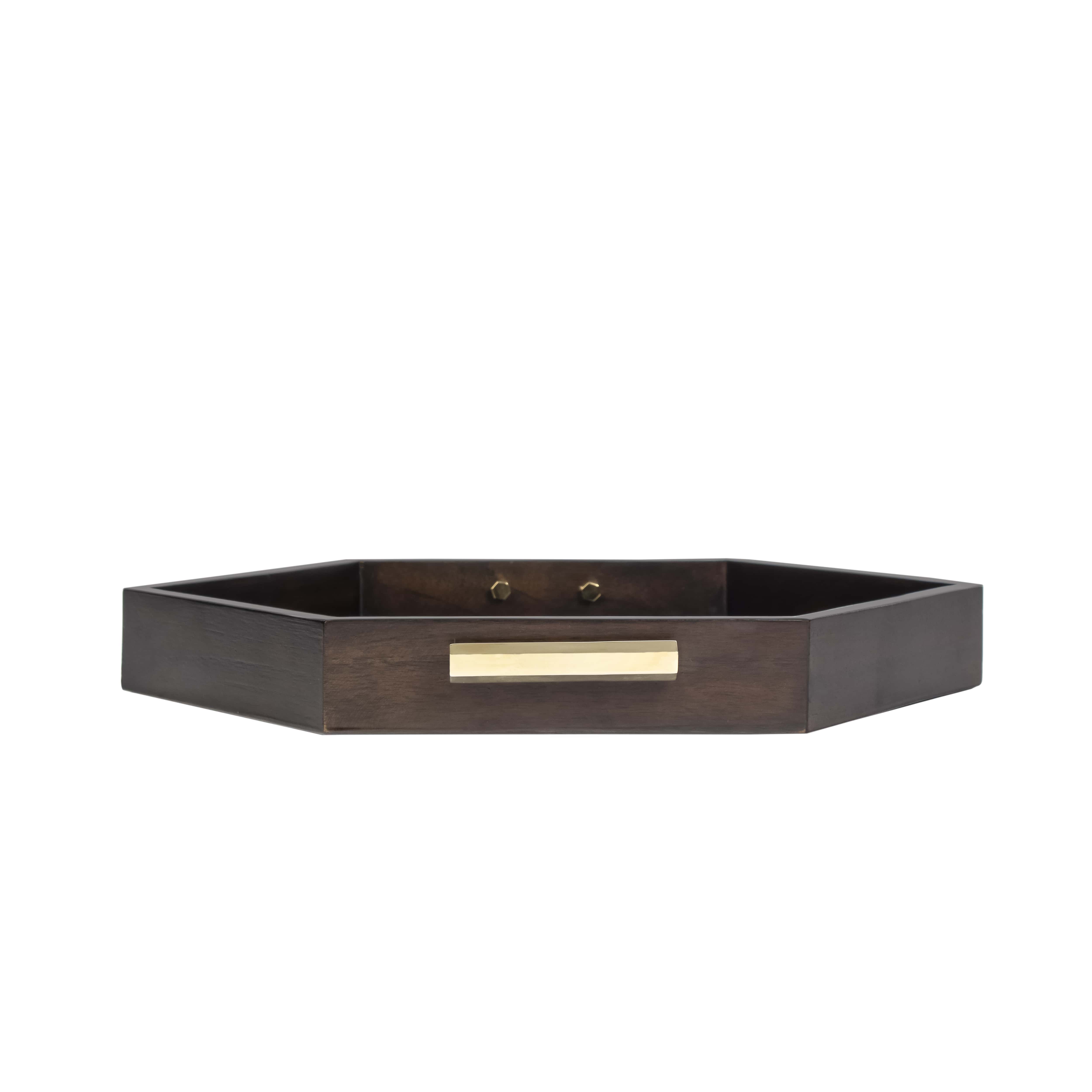 Hex Tray | Brass And Wood