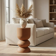 Terracotta Iron Side Table | Modern Round Metal Accent Table for Living Room