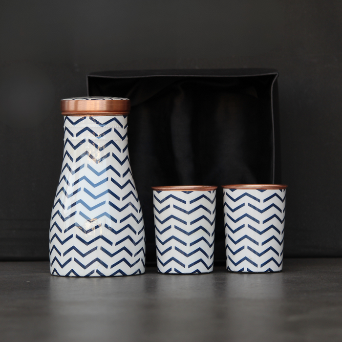 Printed Copper Flask Set