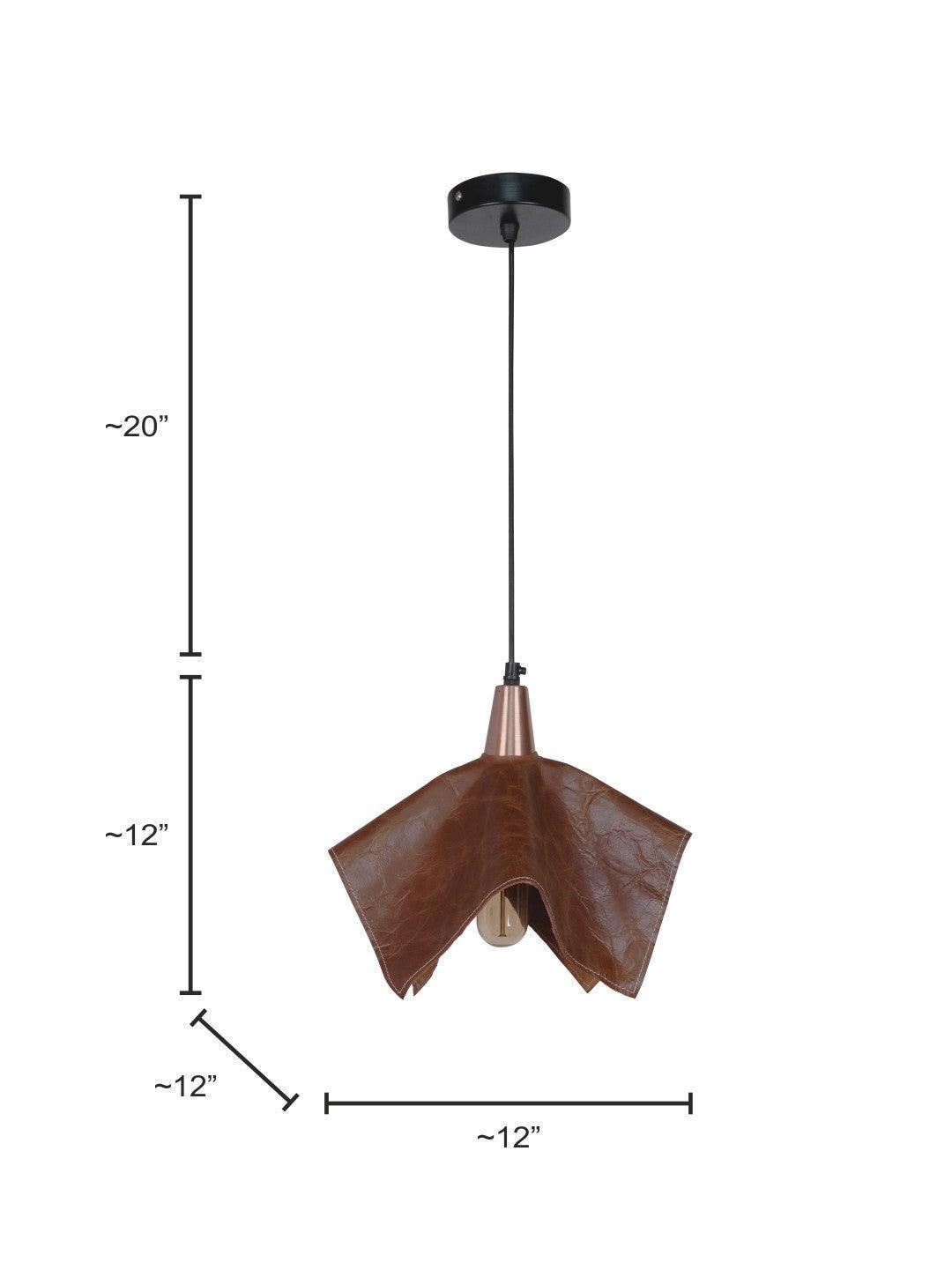Brown Leather Handkerchief Hanging Pendant Light Lamp For Home Decoration