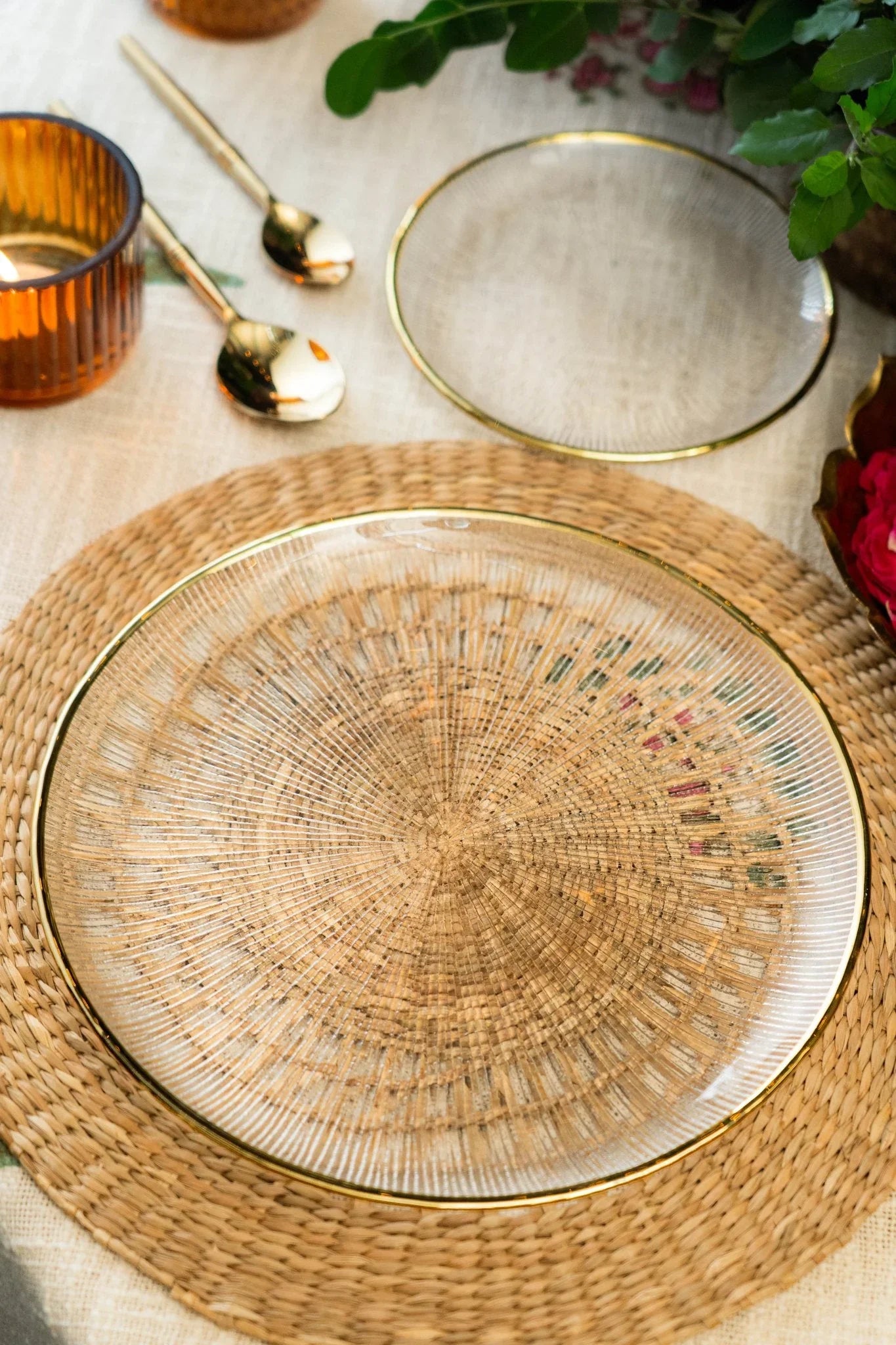 Genda Saaj Dinner Plate With Golden Rim