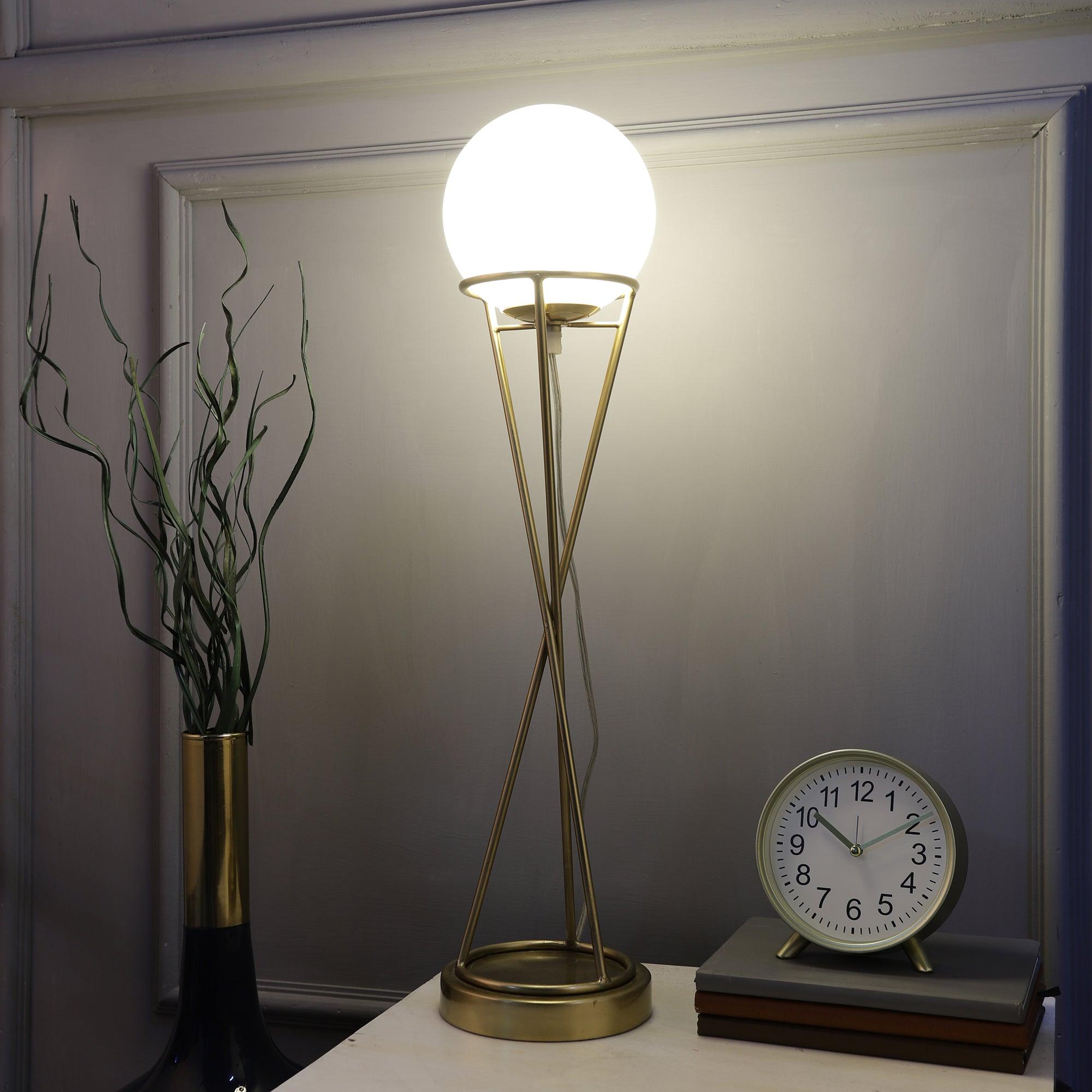 Sybil's Orb Matt Brass Table Lamp for Living Room | Study Lamp