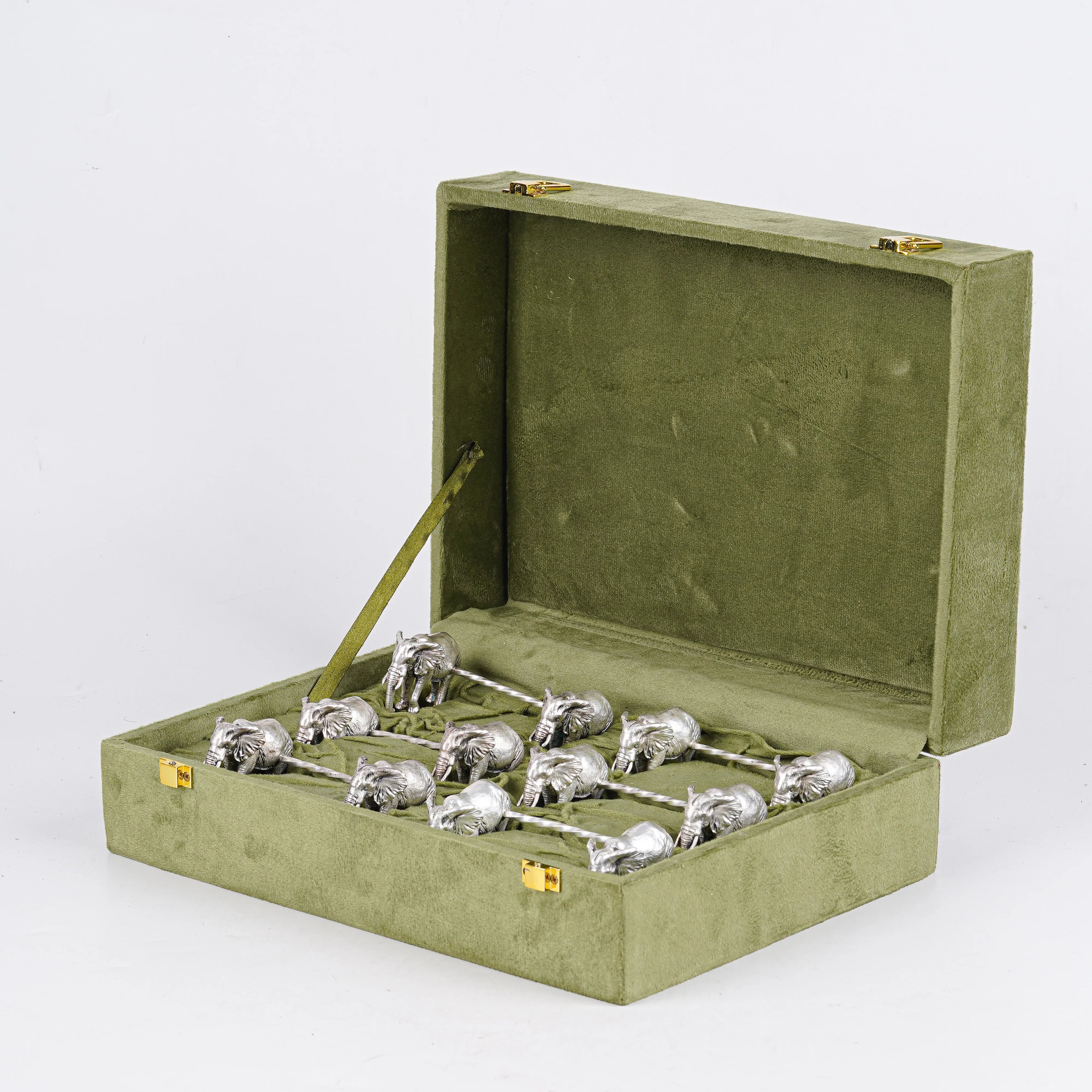Silver Elephant Facing Front Spoon Rest