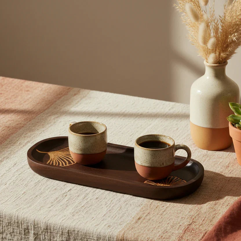 Wooden Snack Tray With Laser Cut Flower