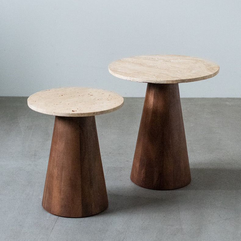 Travertine Mango Wood Side Table