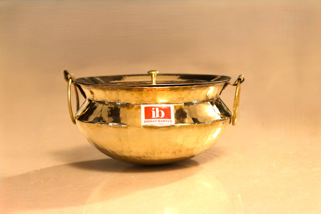 Brass Golden Handi with Lid & Sauce Pots | Pital Degchi & Biryani Pot