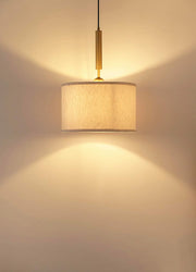 Brass Antique Cotton Fabric Lamp Shade 14" Diameter Hanging Lamps for Living Room, Bedroom, Restaurant, Cafe